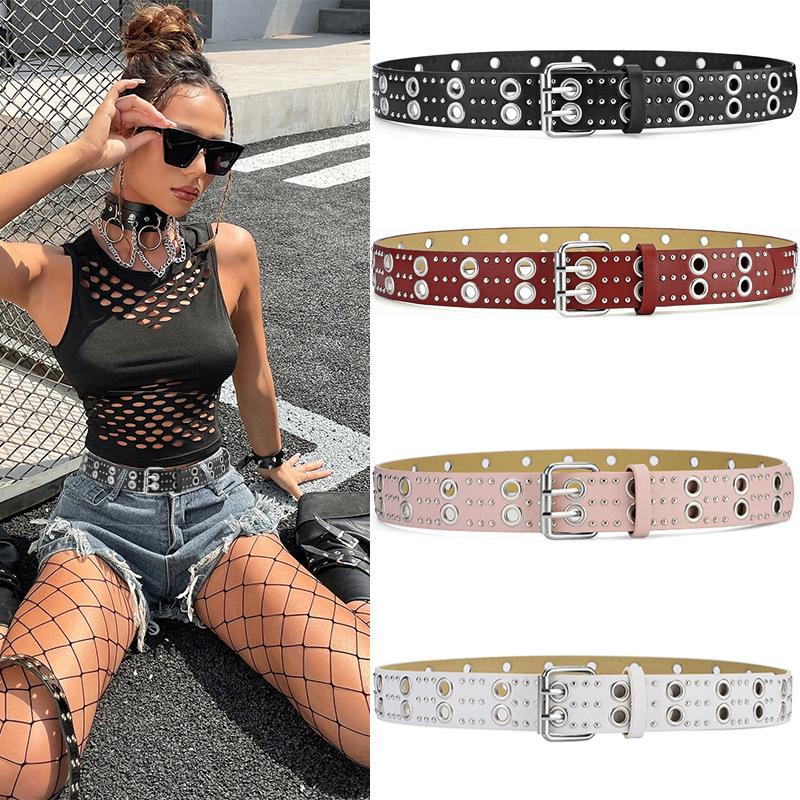 Cintura punk a doppio petto heavy metal, cintura decorativa alla moda per jeans