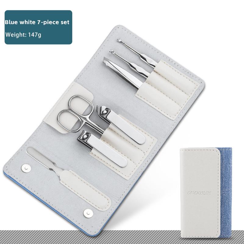 Complete Stainless Steel Nail Clippers Set with 7 Pieces for Finger & Toe Pedicure Portable Durable Wide Jaw Opening
