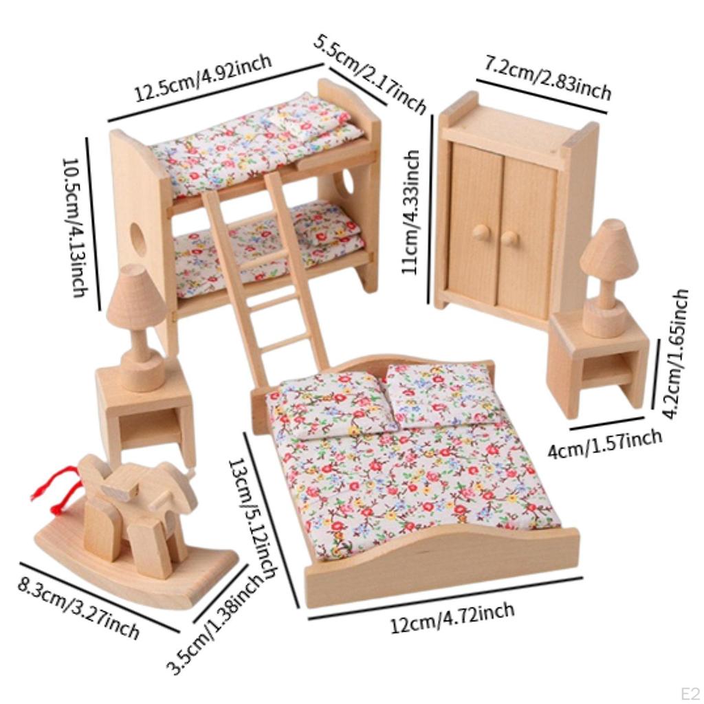 Wooden Dollhouse Furniture Set Miniature Toys Hobby Crafts Pretend Play Toy for Boys