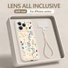 Wrist Strap Lanyard Phone Case For iPhone 17 Pro Max Air 16E 16 14 15 Pro 12 13 Pro Max 11 Colourful Plant Pattern TPU Cover