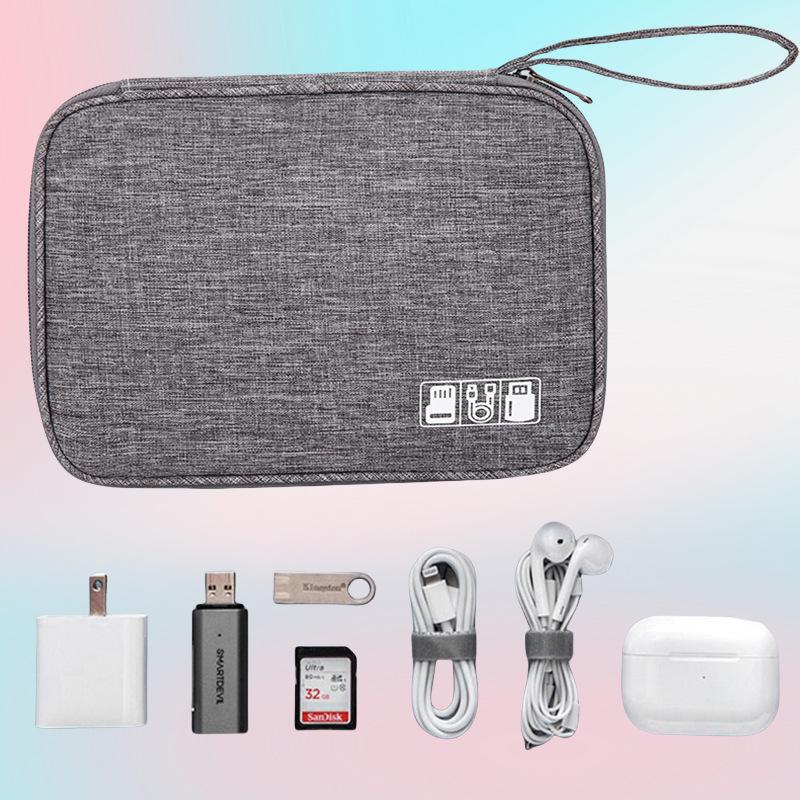 Minimalist Travel Digital Accessories Clutch: Power Bank & Data Cable Storage Bag