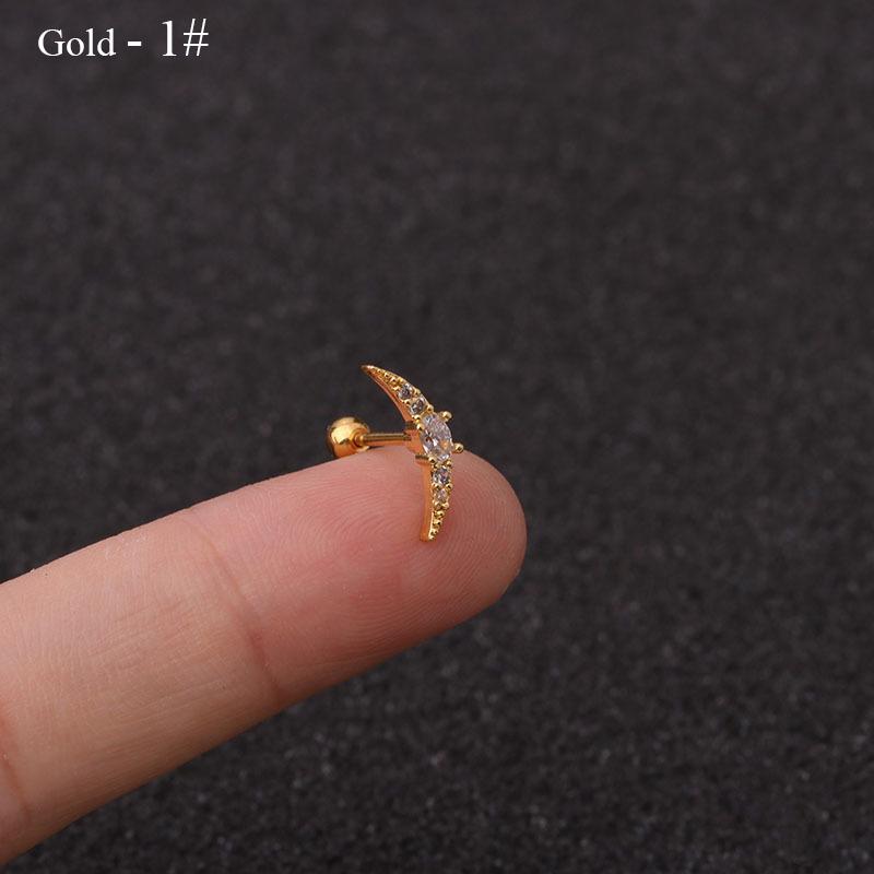 Free Shipping Curved Cz Cartilage Stud Helix Rook Conch Screw Back Earring 10g Stainless Steel Ear Piercing Jewelry