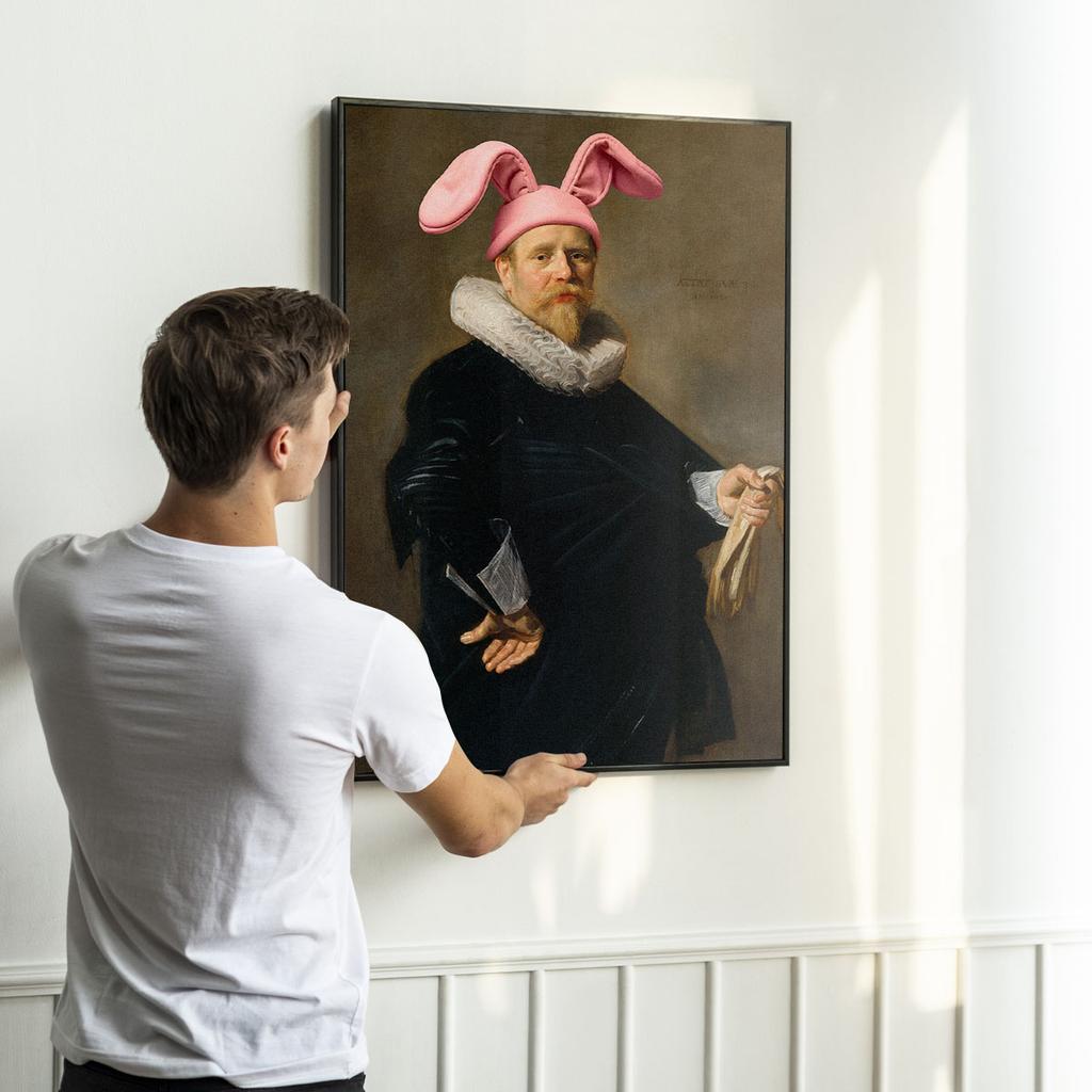 Plakat w ramce portret królik uszy