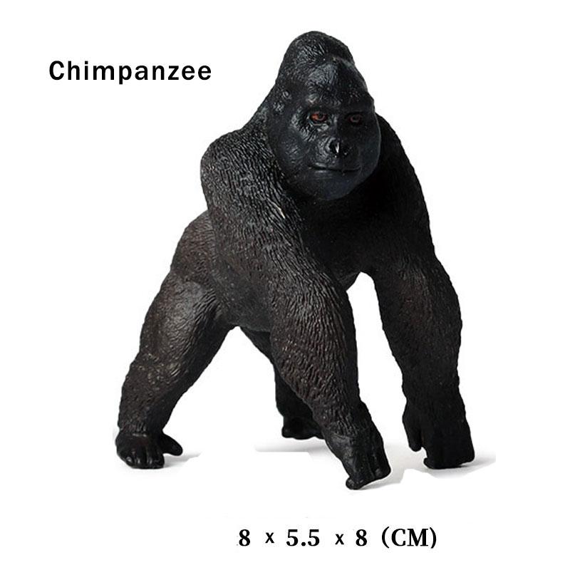 

19 стилей, имитация животного, модель дикого твердого пластика, слона, носорога, бурого медведя, тигра, льва, леопарда, лошади, модель игрушки, украшения Chimpanzee