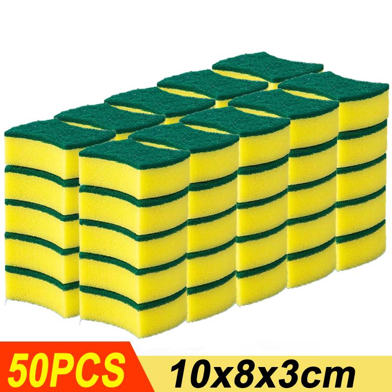100/5pcs Kitchen Dishwashing Sponge Cleaning Rub Pot Rust Stains Removing Tableware Brush Scrub Sponges Scouring Pad Wholesale