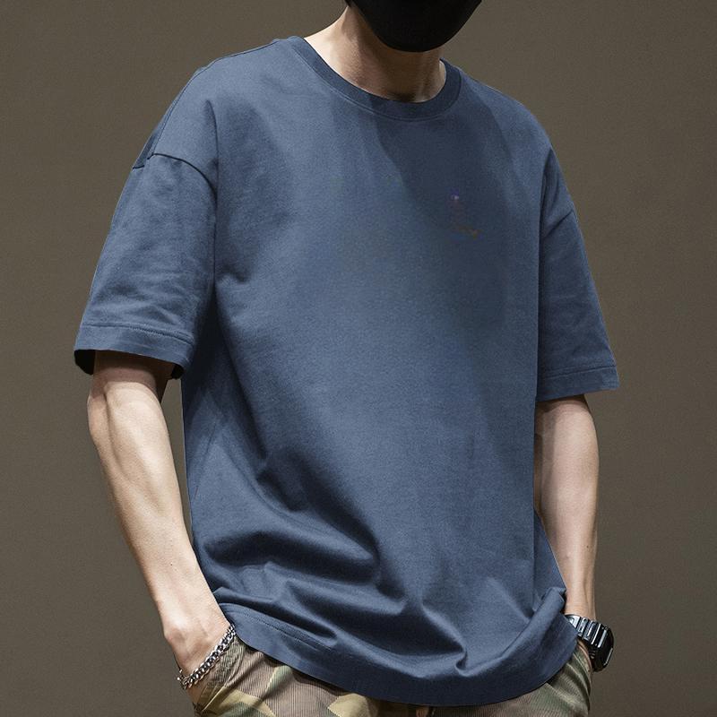 Short Sleeved Hong Kong Style Versatile Cotton T-shirt Travel Couple Men's Summer Loose Top Trend