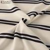 ZANZEA Women Summer Casual Round Neck Striped Short Sleeve Pajama Blouse
