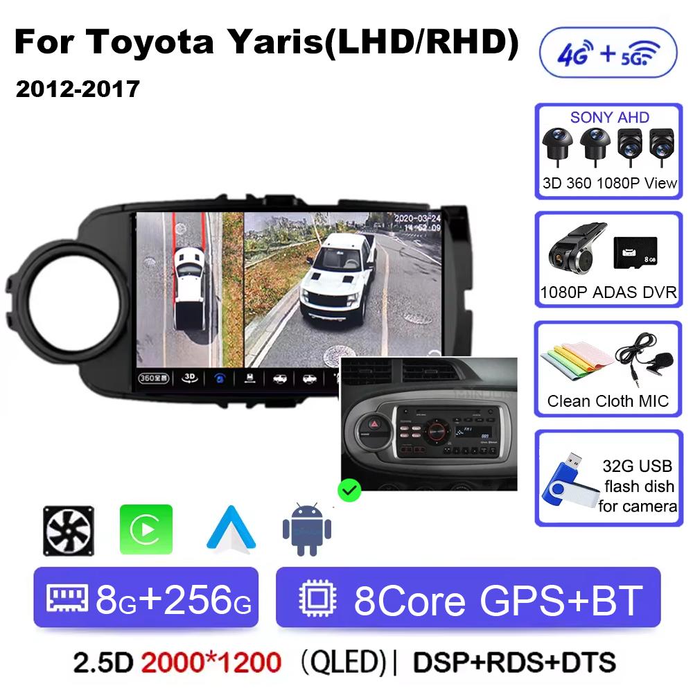Autorádio Android 14 Carplay pro Toyota Yaris 2012 2013 2014 2015 2016 2017 Navigace GPS Multimediální přehrávač stereo wifi BT Auto