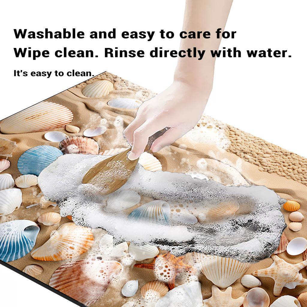 Muschel Badezimmer Badematten Saugfähig Rutschfest Fußmatte Schnelltrocknend Dusch-WC-Pad Fußmatte Waschbar