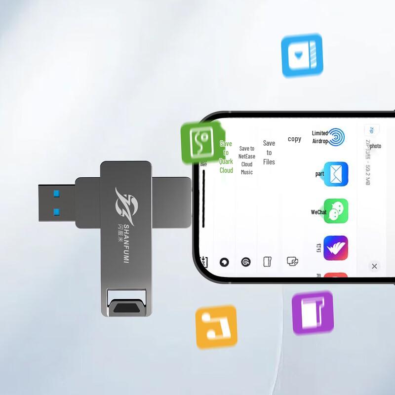 ShanFuMi SF60 Leisure 128GB USB 3.0 Dual-Head Rotating Flash Drive