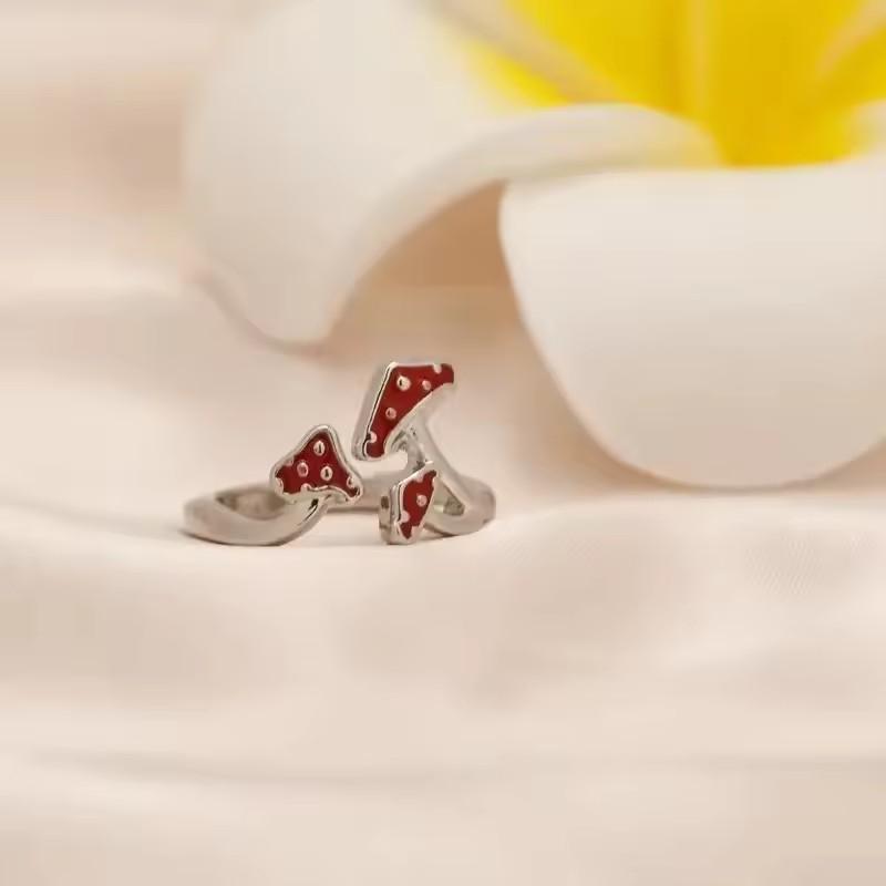 Jewelry Gift fashion Ring For Women Cute Red Mushroom popular Daily  Unique