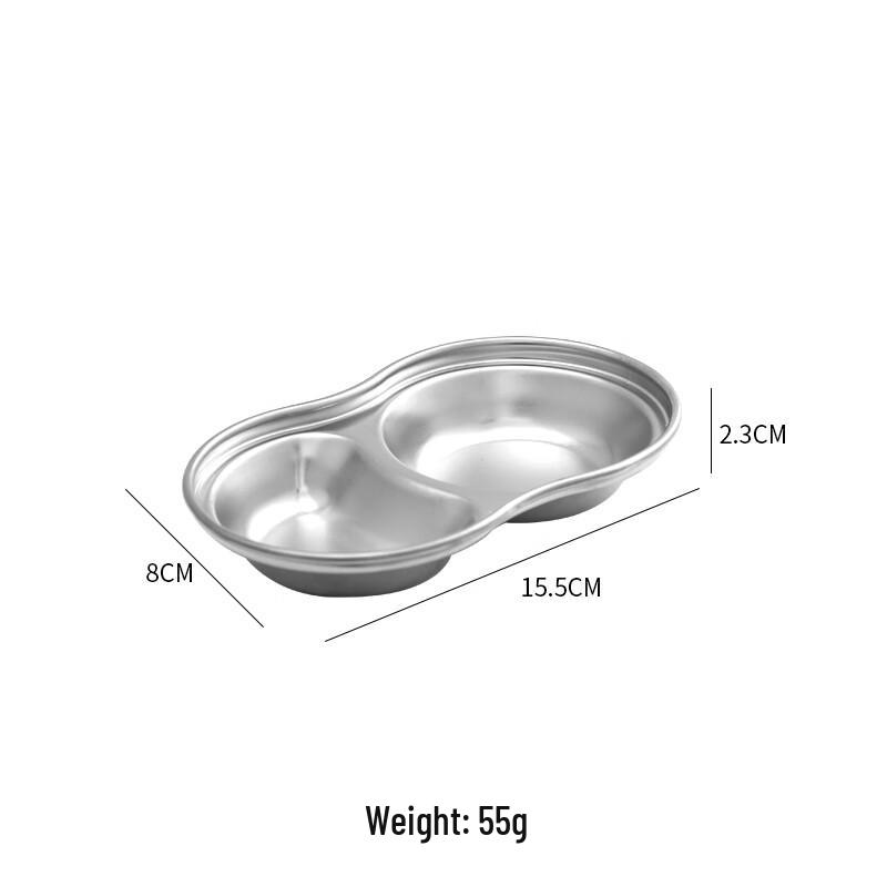 Korean Style 304 Stainless Steel Double Compartment Dipping Dish