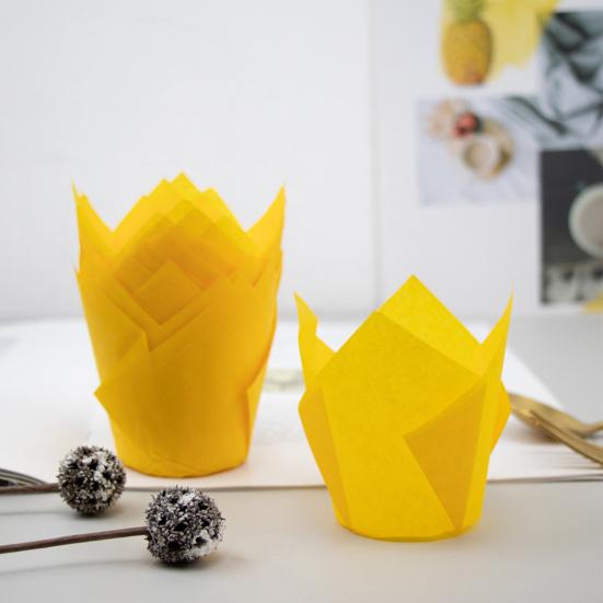 50 Stück Tulpen Muffin Blume Form Becher Einwegpapier Feiertagsparty Cupcake Förmchen Küche