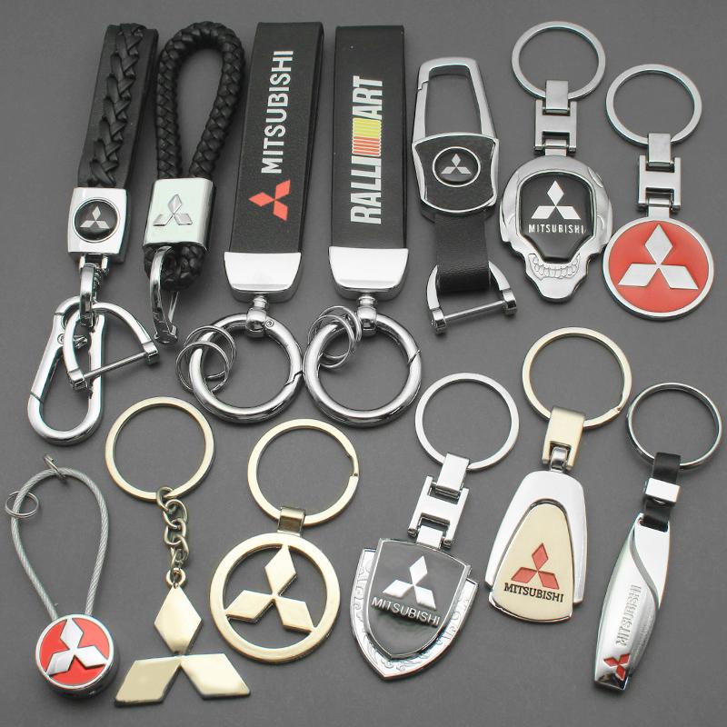 3D Metal Leather Woven Car Styling Emblem Keychain Key Chain Rings For Mitsubishi ASX Lancer 9 Pajero Outlander 3 EX Accessories BL4