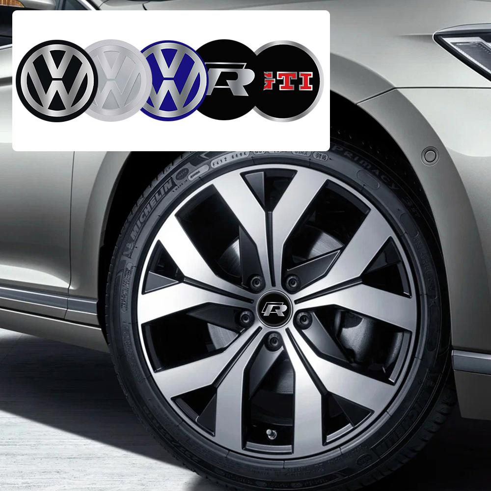 4pcs 56/60/63/65/68MM Auto Emblem Styling Wheel Center Covers Decor Stickers Hub Caps For Volkswagen VW GTI R Beetle Polo Touran