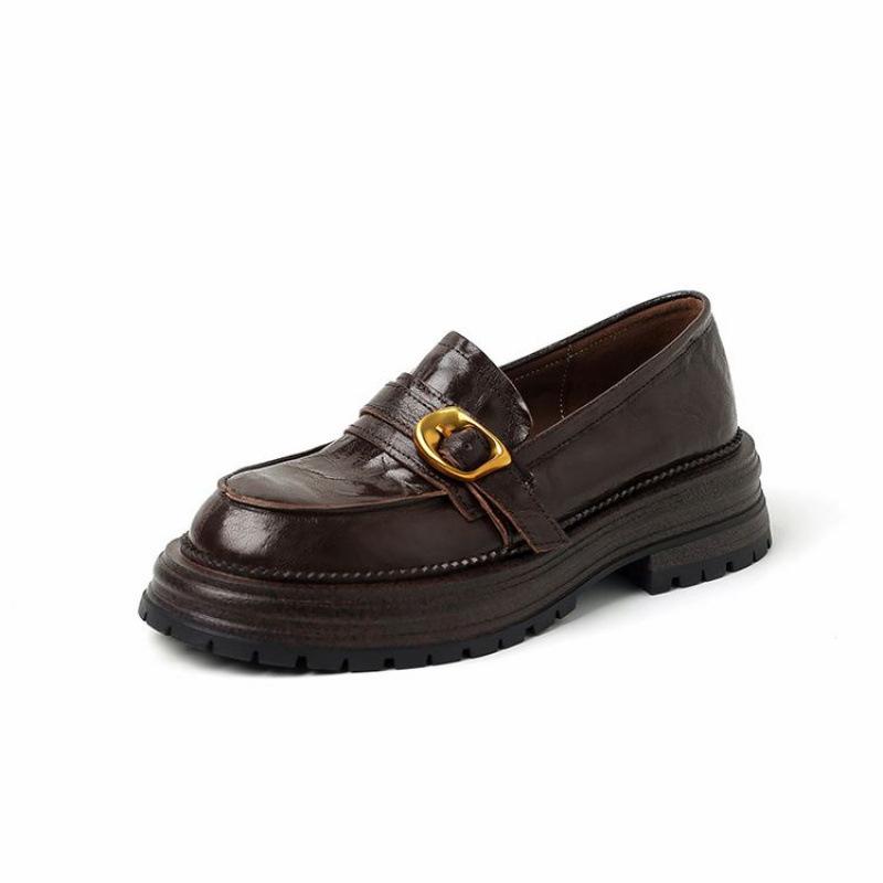 New women's fashion single shoes black non-slip soft-soled large-size shoes sheepskin women's shoes wear genuine leather loafers in all seasons