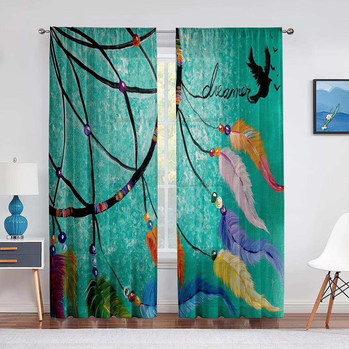Ловец снов Перо Фиолетовый Прозрачный Вуаль Шторы для Гостиной Домашний Декор Кухни — фото 9