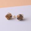 Natural Gemstone Earrings for Women - 18K Gold Plated Raw Amethyst and Rose Quartz Healing Crystal Stud Earrings