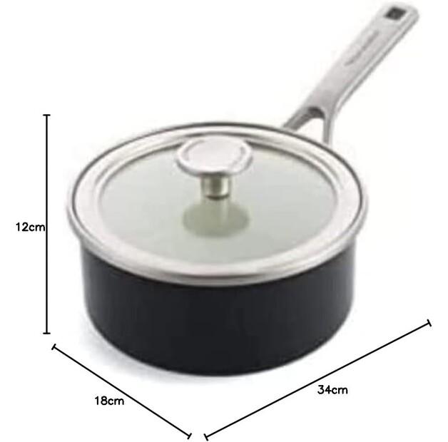 KitchenAid CC003285-001 Enameled Saucepan 16 Cm Onyx Black