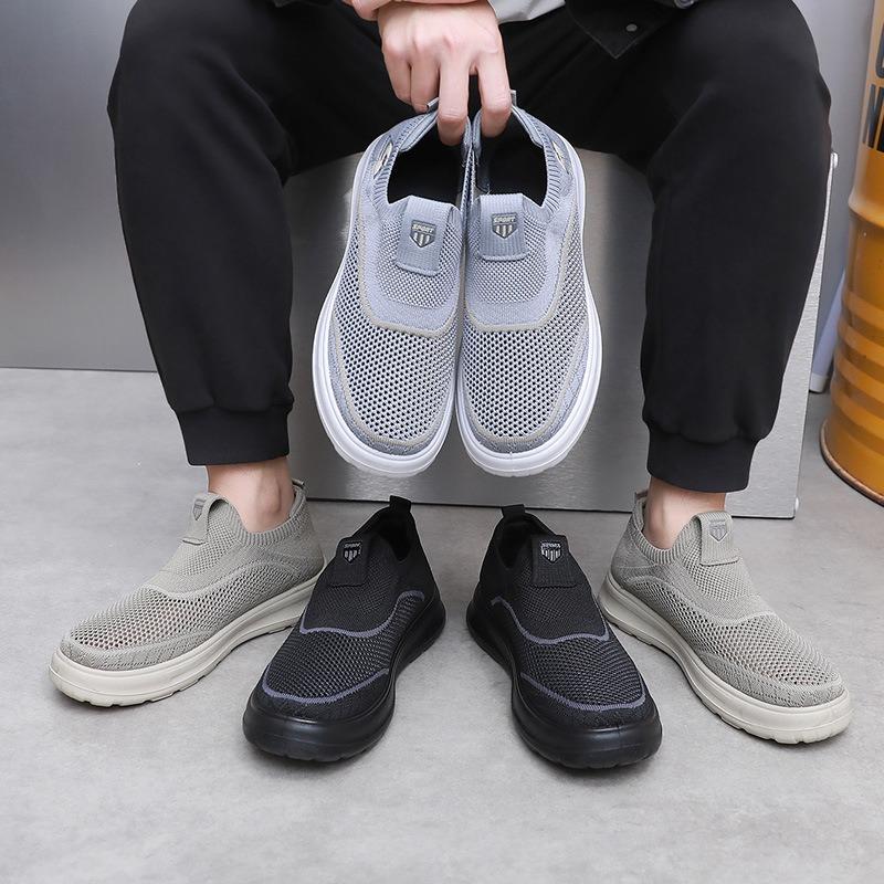 Shoes men's summer new men's casual versatile round head soft sole wear-resistant breathable mesh shoes single shoes one pedal