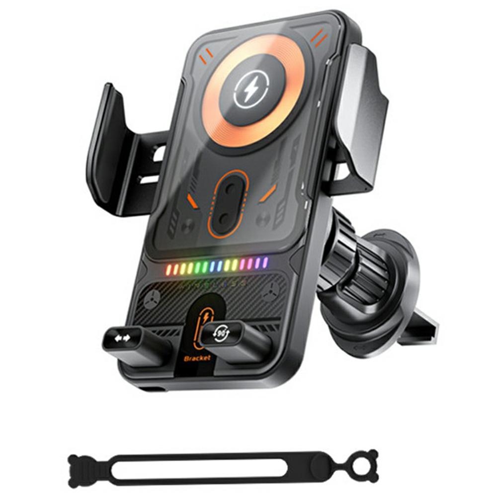 Έξυπνος Αισθητήρας Βάση Τηλεφώνου Αυτοκινήτου 15W Ασύρματος Φορτιστής Αυτόματη Σύσφιξη Περιστρεφόμενη Βάση με Δέσιμο Καλωδίου