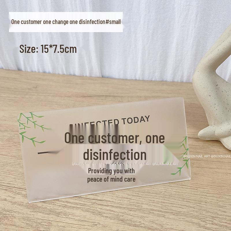 

Acrylic Nail Salon Sign: Disinfect Between Customers Reminder