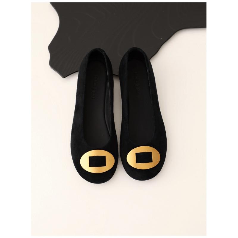 

Огромный комфорт~ ретро металлическая квадратная пряжка на плоской подошве туфли-однопедальки классические из мягкой кожи остроносые на низком каблуке женские туфли 40 чёрный