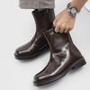 Fashion Autumn Winter Fashion High Top Business Leather Boots Luxury Brand Side Zipper Chelsea Boots High Quality Men's Motorcycle Boots
