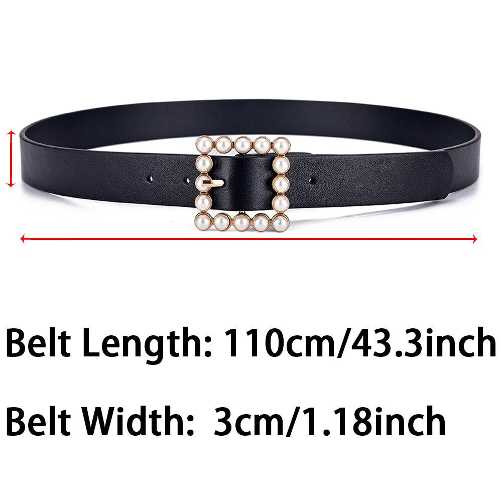 New Women's Belt Fashion Pearl Buckle Belt Trend Versatile Jeans Belt PU Leather Belt Street Trend Y2K Belt Gift for Girlfriend