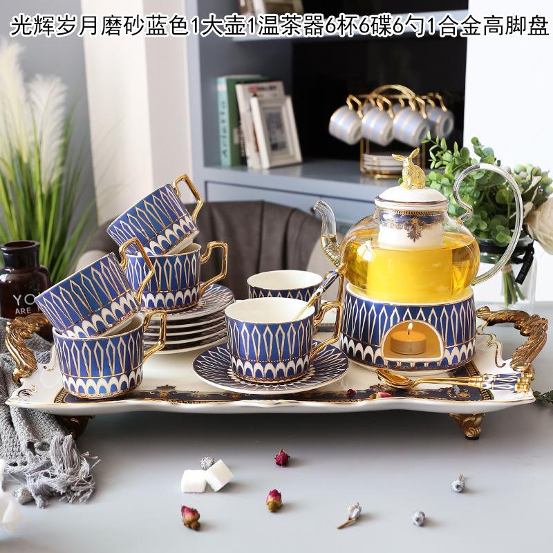 Ceramic Afternoon Tea Flower And Fruit Teacup Tea Set Household Flower Teapot Set Fruit Glass Pot With Filter Candle Heating