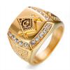 Mote Frimurer Rhinestone Symbol Ring Herre Ring Hip Hop Tide Mote Smykker
