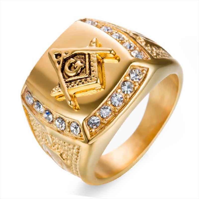 

Кольцо со стразами, масонский модный символ, мужское кольцо, хип-хоп, трендовая модная бижутерия 9