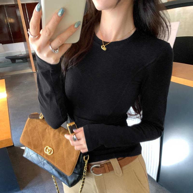 

Women s Slim Fit Black Long Sleeve Base Layer T-shirt - Petite Round Neck for Autumn/Winter 2025 XL
