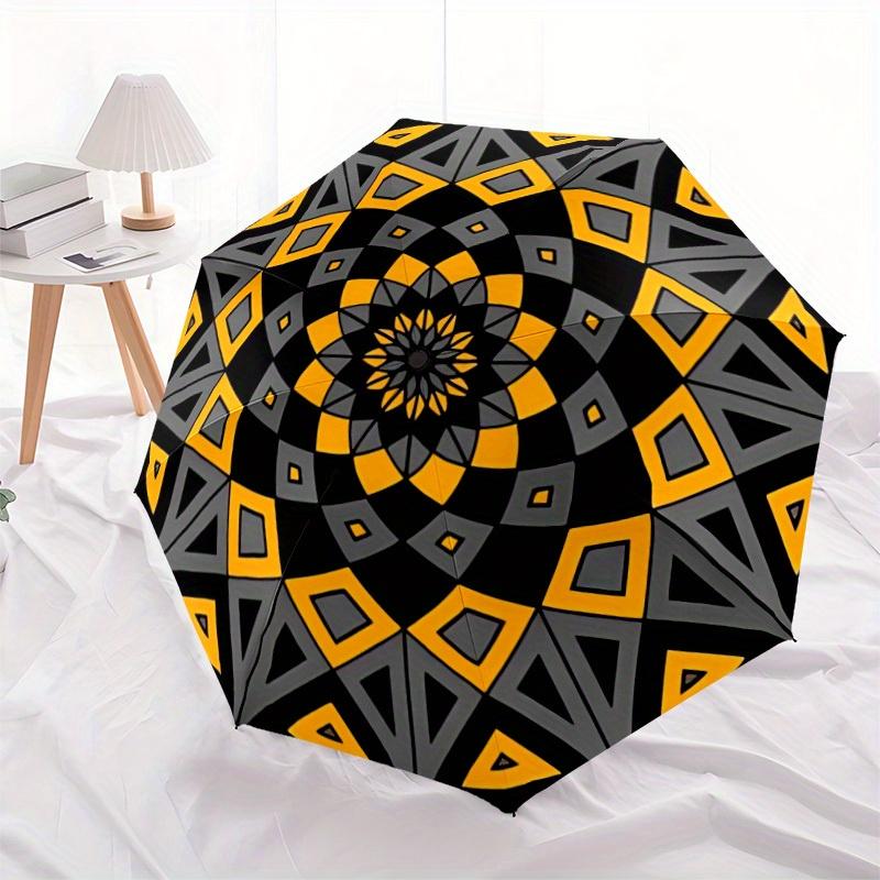 1pc Kaleidoscope Pattern Automatic Folding Umbrella, Portable & Foldable Design with 8 Ribs, Casual Outdoor Accessory Halloween and Christma