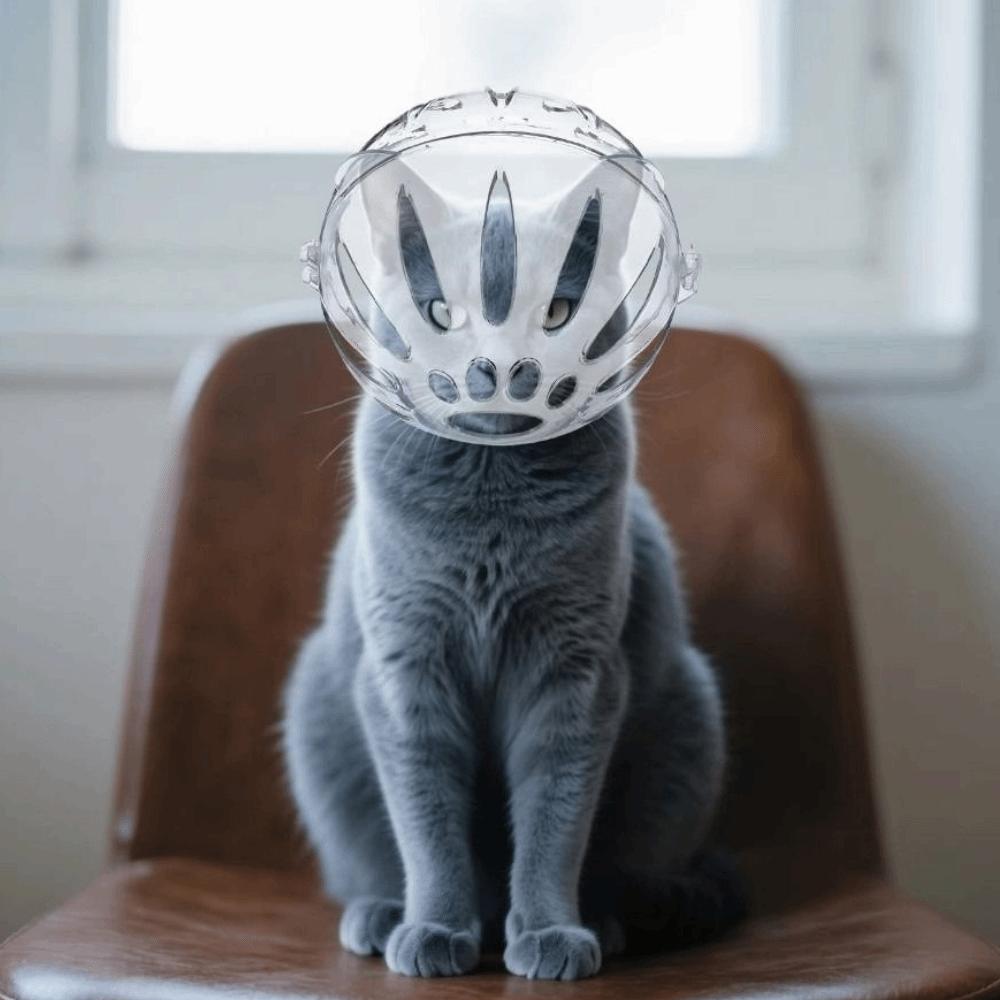 Sturdy Cat Head Cover Ball-shaped Anti-bite Mask Paw Cover Pet Space Hood Prevent Licking