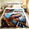 Dinosaur Theme Soft Blanket Personalized Custom Name Text Print Warm Blanket Home Sofa Bedroom Decor