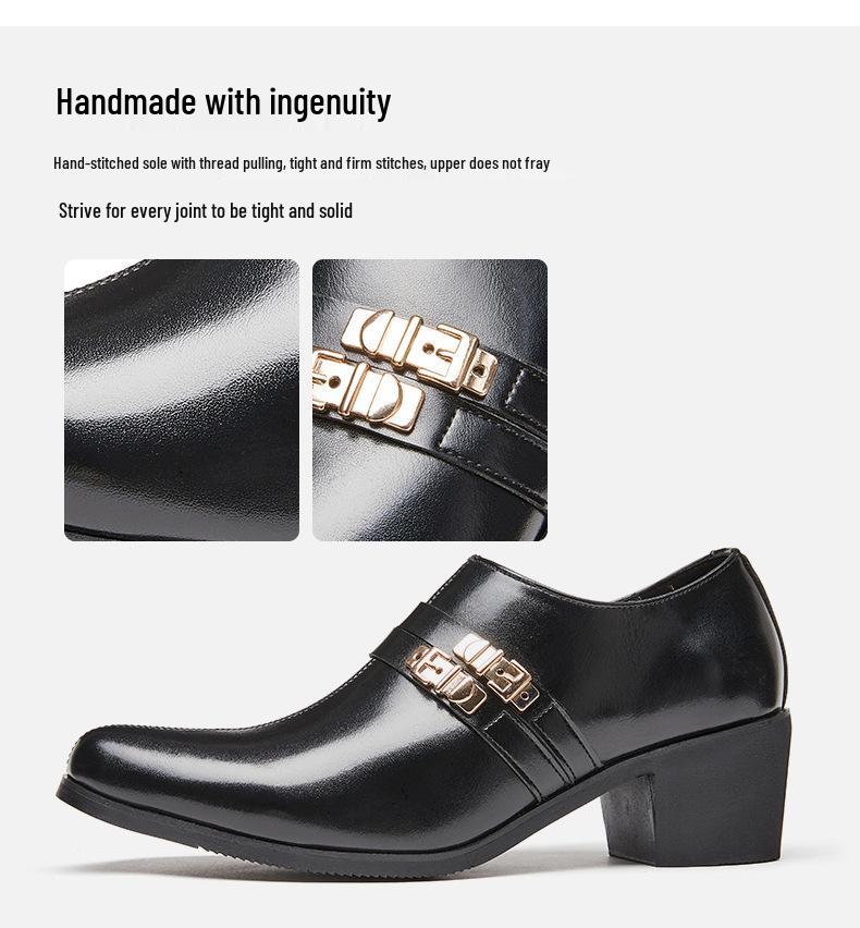 Men's New Arrival Pointed Toe Cuban Shoes - Large Size Casual & Formal Leather Heels for Weddings and Business.