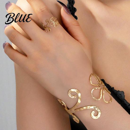 Fashionable Matching Set Bracelet Ring Set Open Adjustable Design Hollow