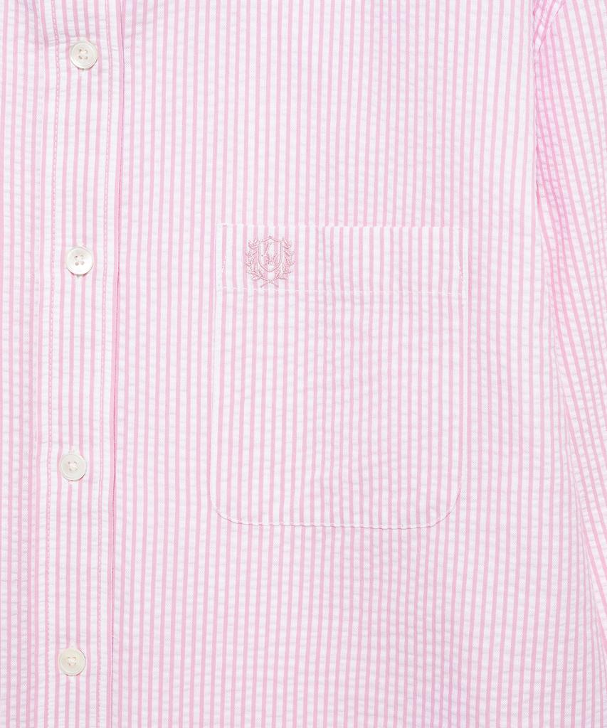 Tudment (Seersucker) Classic Stripe Shirt Pink