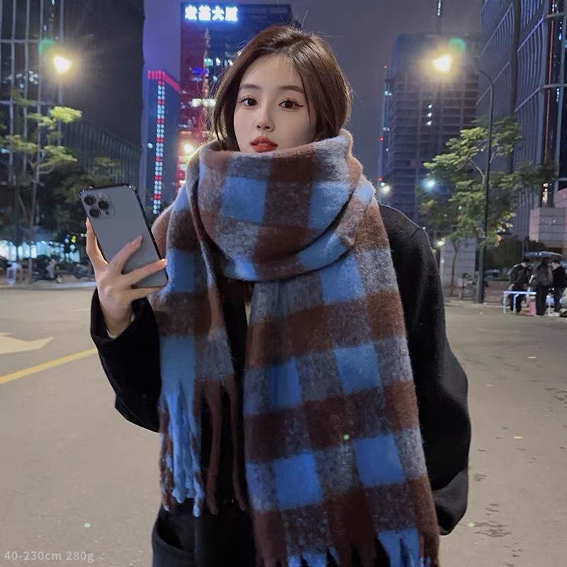 British Style Plaid Scarf Versatile Imitation Cashmere Scarf Shawl Advanced Sense Student Men'S And Women'S Scarf