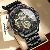 POEDAGAR Clock Waterproof Electronic LED Luxury Watches Dual Time Display Digital Stainless Steel Men Quartz Watch
