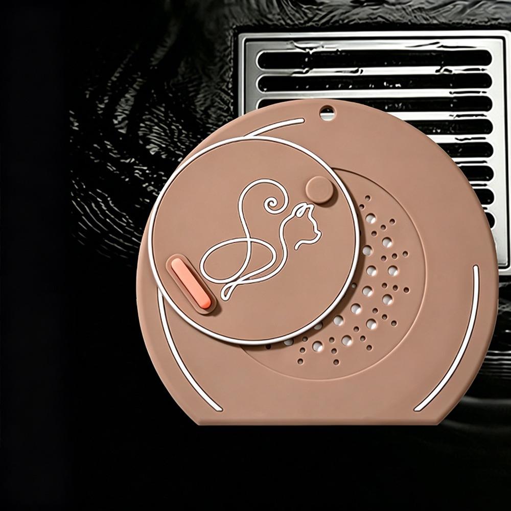 Cartoon Cat Floor Drain Mat Silicone Kitchen Sink Seal Mat  for Bathroom Hair Collection коричневый