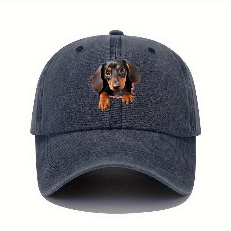Vintage vintage dog print baseball cap, versatile and fashionable for both men and women