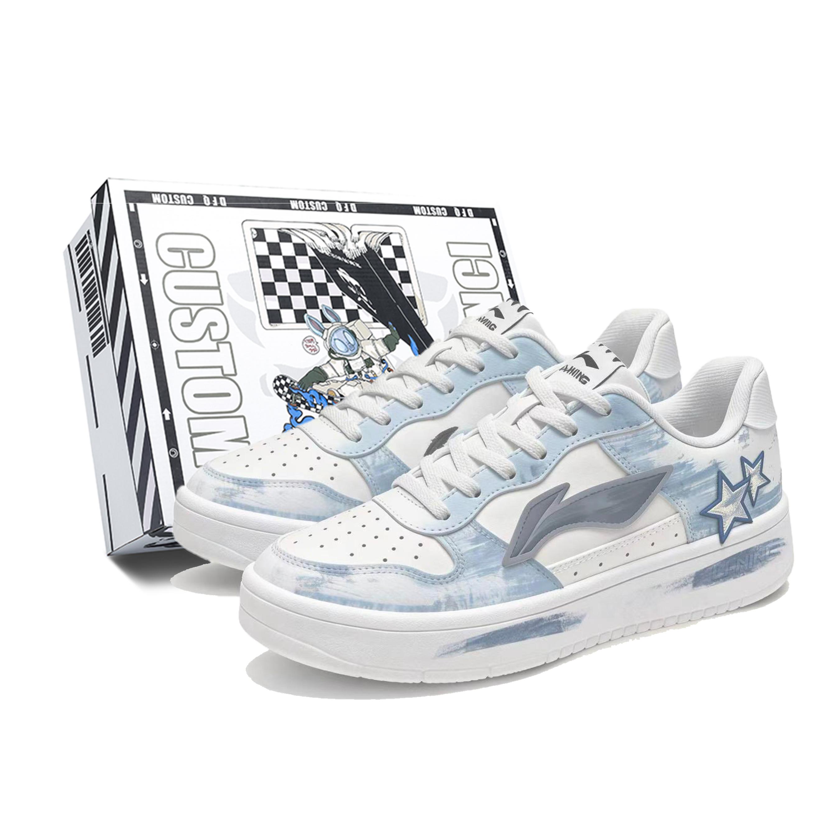 

Li Ning Звездная Джинсовая Коробка Подушка Низкие Кеды для Скейтборда Мужские Синие AGCS419-1(TeamM--BOX) 40