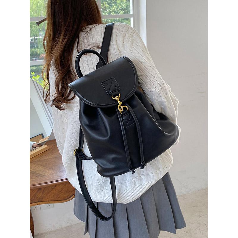 Kpop Women Backpacks Large Capacity Soft PU Leather School Bags For Teenagers Girls Mochila Female Shoulder Bag Bagpack Balck