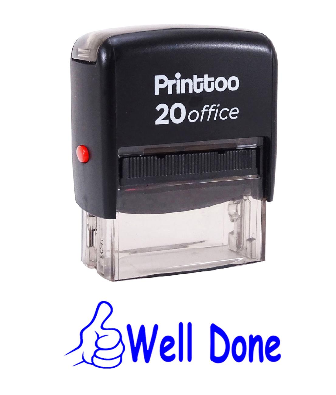 

Printtoo WELL DONE Self Inking Rubber Stamp Office Stationary Custom 14 mm x 38 mm (Approx) синій