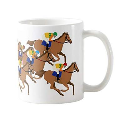 Horse Racing Jockey and Thoroughbred Illustration Mug: Photo Mug (horse Series) (B)