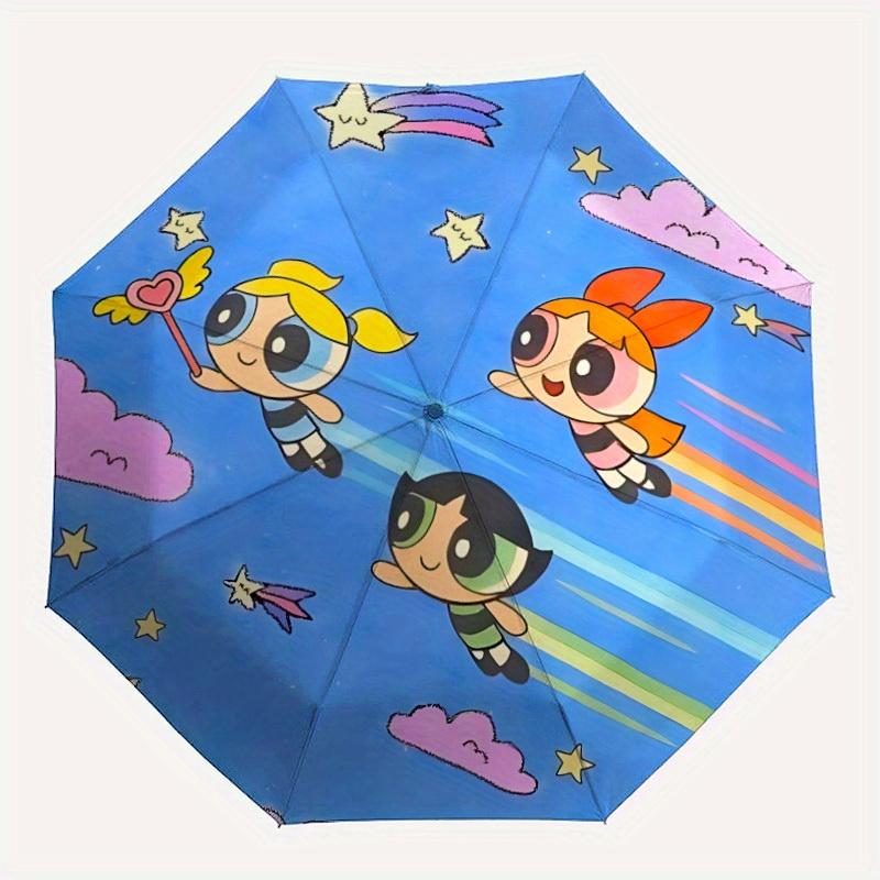

1pc Powerpuff Girls Automatic Folding Umbrella with 8-Rib Compact & Lightweight Design, Self-Opening/ Closing,080