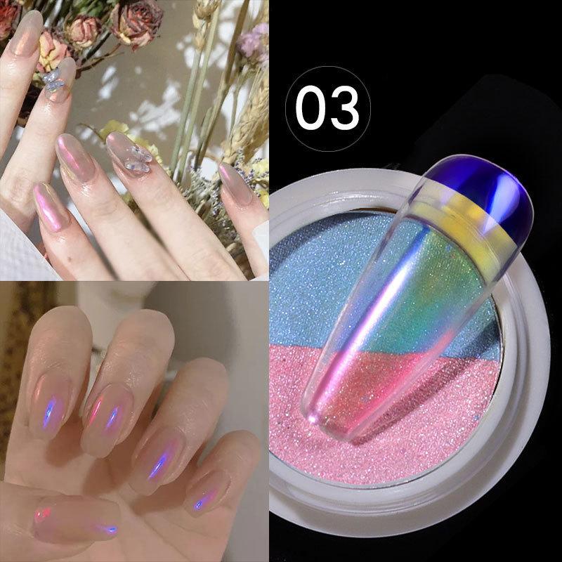 1 Box Double Colors Solid Nail Powder Holographic Neon Solid Nail Glitter Powder Aurora Powders Nail Art Tool