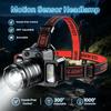 Multifunctional High Power LED Zoom Headlamp Intelligent Sensor 5 Light Modes USB Rechargeable Waterproof Outdoor Camping Headlight